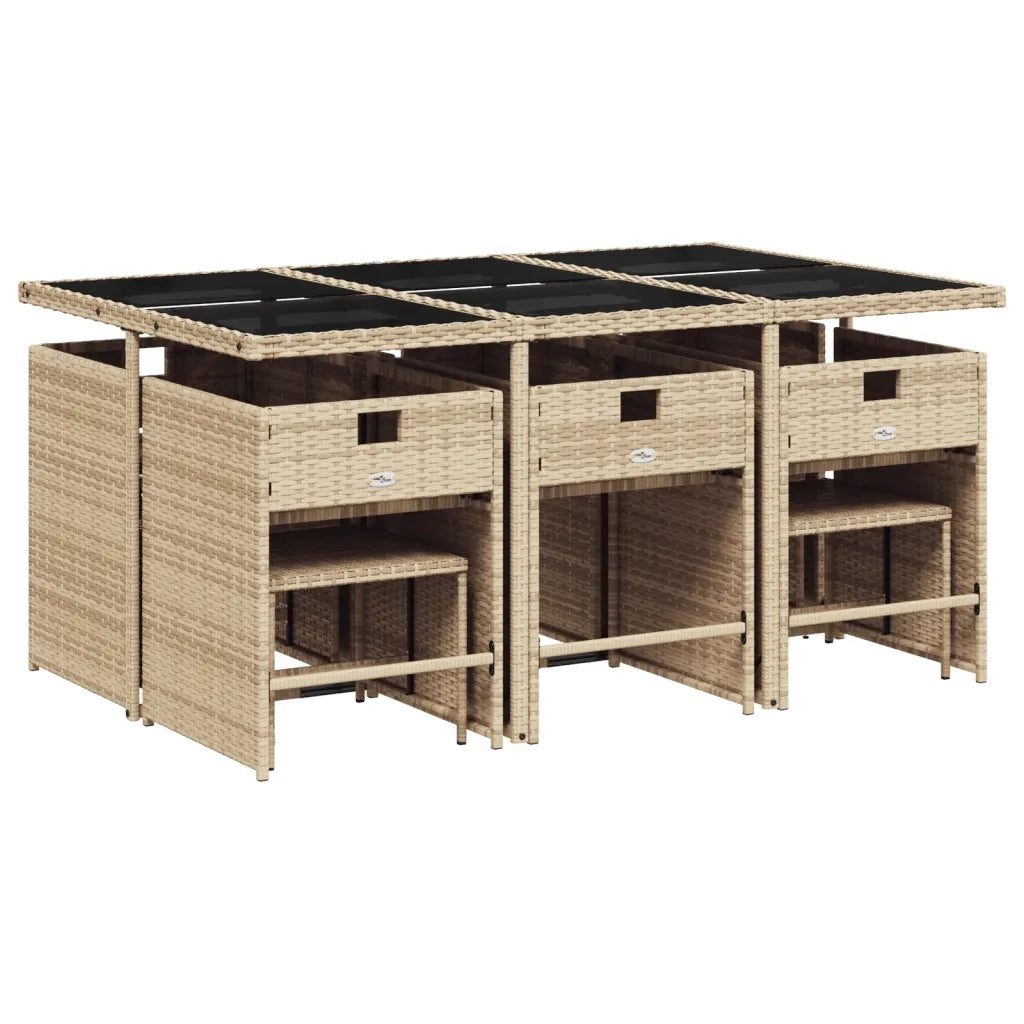 Set da Pranzo da Giardino 11 pz con Cuscini Beige in Polyrattan 3277917