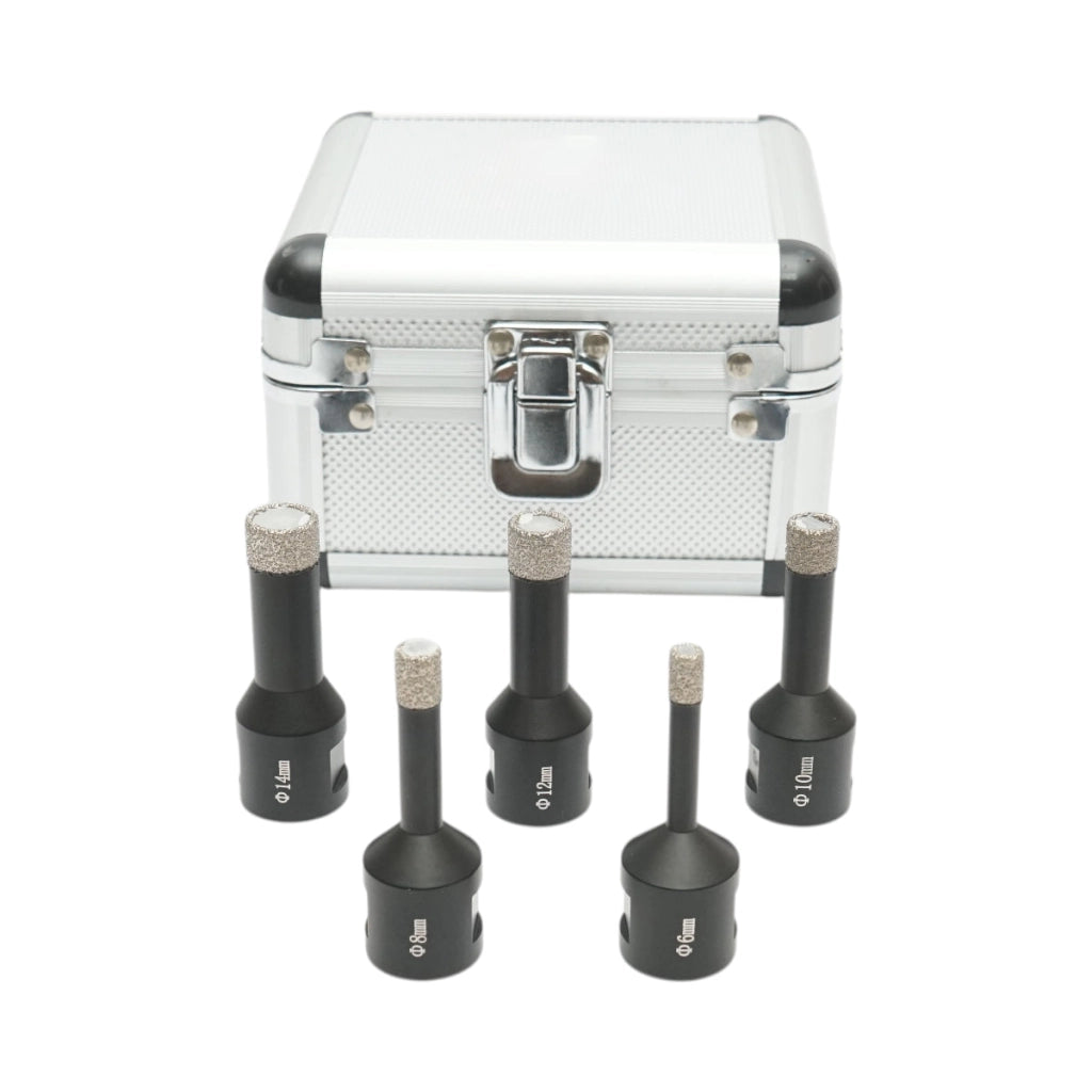 Set di 5 punte diamantate per carotaggio da 6, 8, 10, 12, 14 mm, filettatura interna M14 per piastrelle in ceramica, marmo e granito Breckner Germany