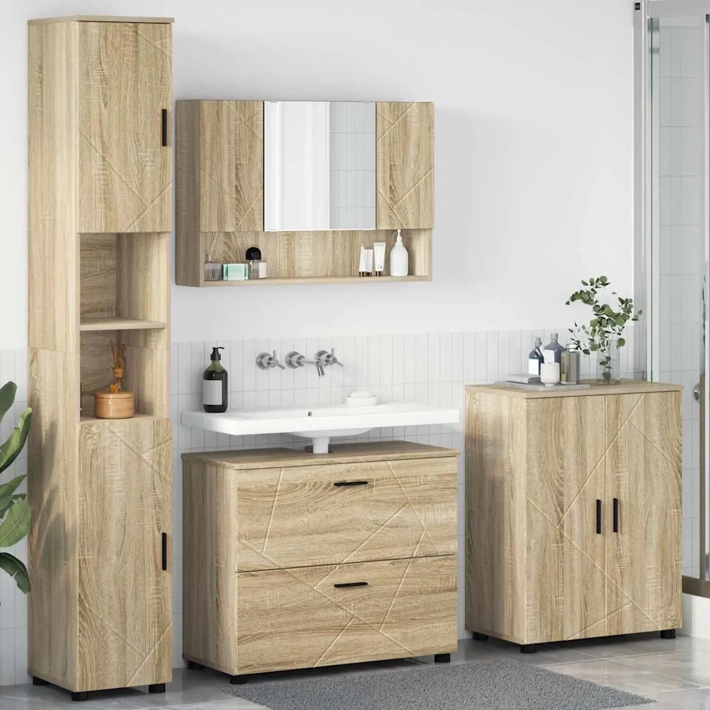 Set di mobili per il bagno con cassetto 4 pcs Rovere Sonoma 3393085