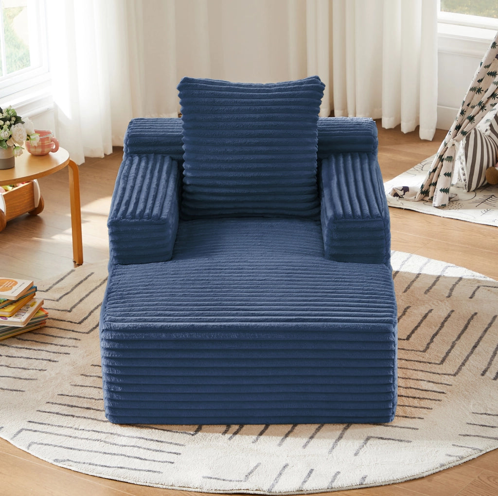 Chaise longue in velluto a coste blu senza montaggio