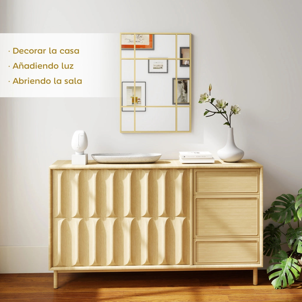 Specchio da Parete Rettangolare ¨C Minimal ¨C Dorato 70x50cm