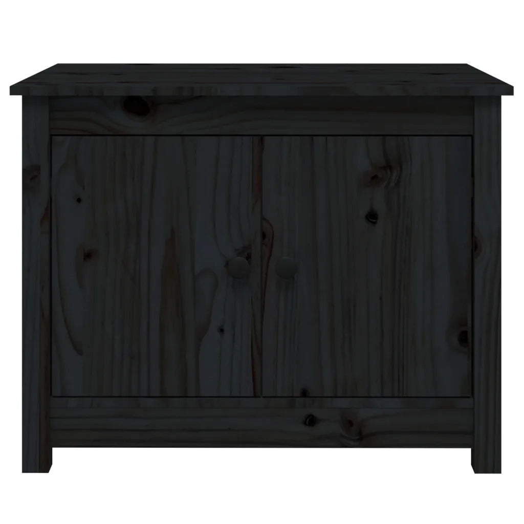 Tavolino da Salotto Nero 71x49x55cm in Legno Massello di Pino 820930