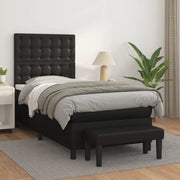 Giroletto a Molle con Materasso-Struttura Letto Nero 90x200 cm in Similpelle 148182
