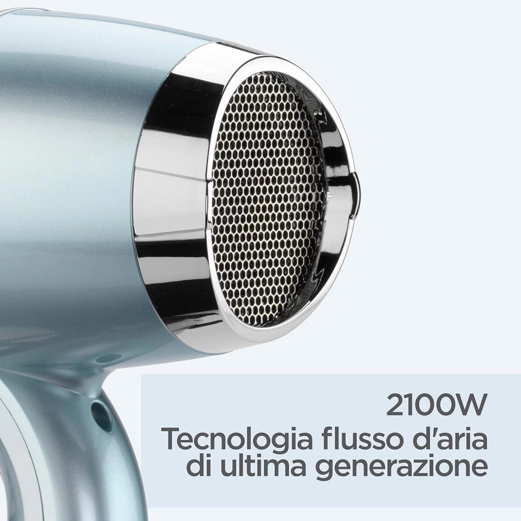 ‎D773DE Asciugacapelli Hydro Fusion 2100 W, Asciugatura Rapida, Tecnologia al Plasma, Doppio Sistema ionico, 3 Temperature e 2 Velocità + Tasto Aria Fredda, Concentratore e Diffusore