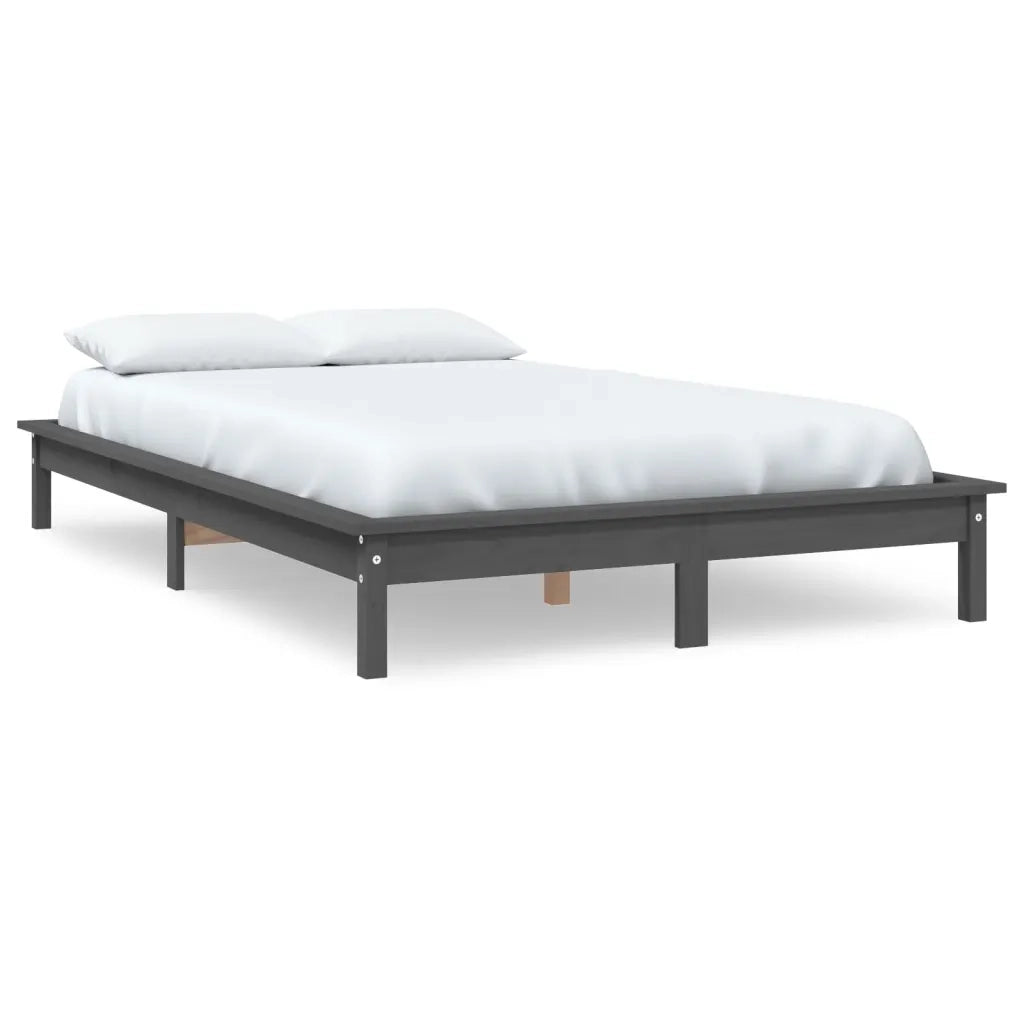 Giroletto-Struttura Letto Grigio 200x200 cm in Legno Massello di Pino