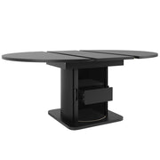 Tavolo da pranzo estensibile a 4 modalità con spazio contenitivo; per cucina e soggiorno; in MDF nero; 118 × 118 × 76 cm