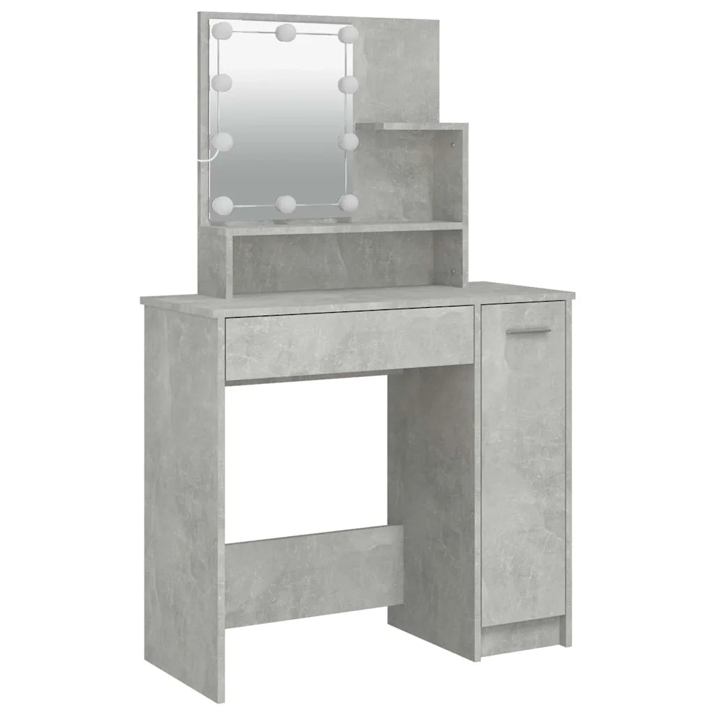 Toeletta | Tavolo da Trucco con LED Grigio Cemento 86,5x35x136 cm