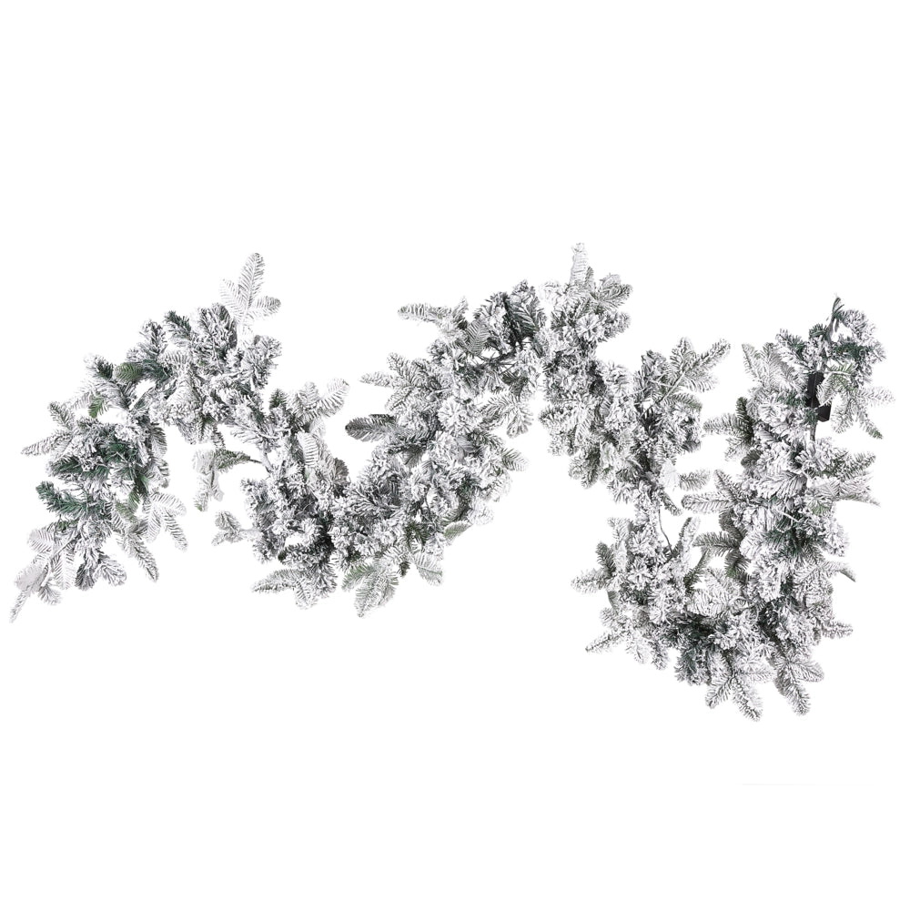 Festone Natalizio Artificiale con Luci LED 180 cm Innevata Decorazione da Parete Bianco