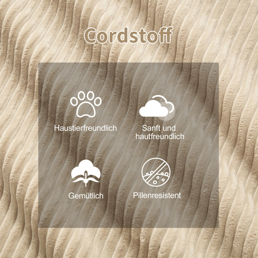 Divano angolare modulare in velluto a coste con seduta profonda 74 cm; beige
