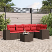 Set Divani da Giardino 6 pz con Cuscini Marrone in Polyrattan 3222543
