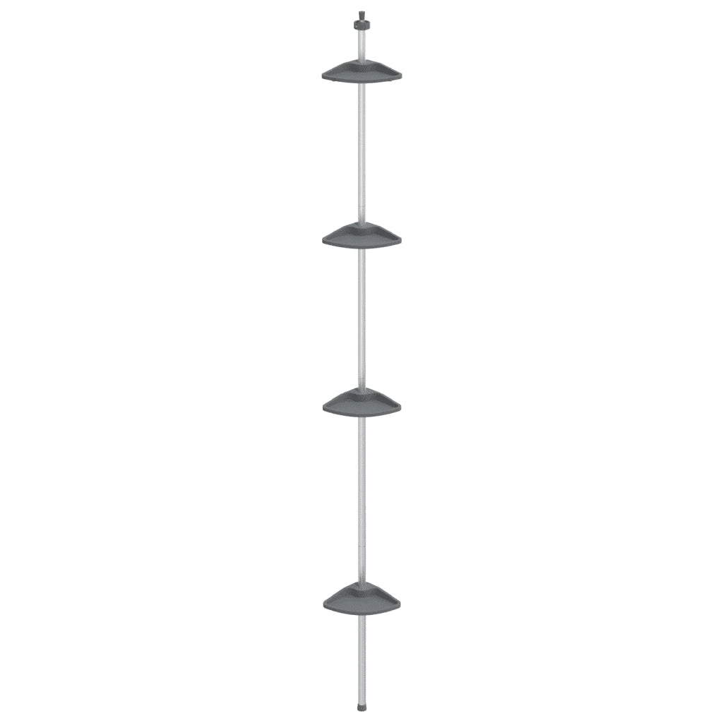 Supporto Doccia Telescopico con 4 Ripiani in Alluminio Argento CFW4014163