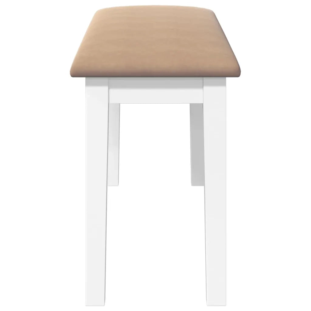 Panca-Sgabello 90 cm Bianco in Legno Massello di Hevea 587447