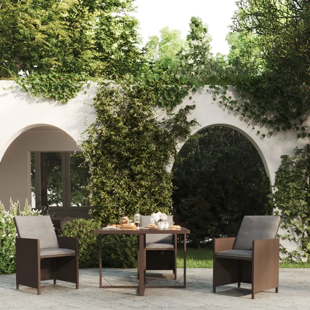 Tavolo da Giardino | Tavolino da esterno Marrone 109x107x74 cm in Polyrattan e Vetro