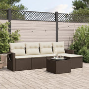 Set Divano da Giardino 6 pz con Cuscini Marrone in Polyrattan 3252440
