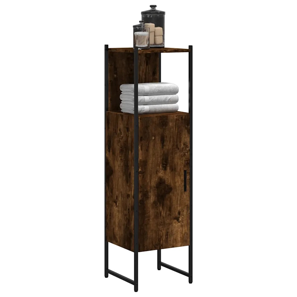 Mobile da Bagno | Armadio da bagno Rovere Fumo 33x33x120,5 cm in Legno Multistrato