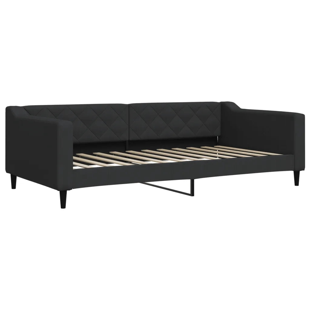 Divano Letto Estraibile con Materassi Nero 100x200 cm Tessuto 3197451