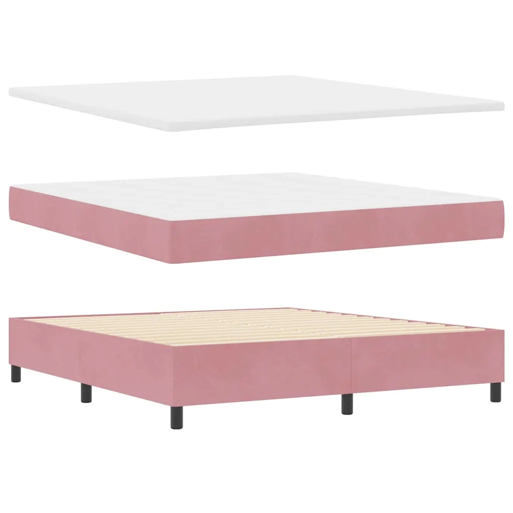 Letto a Sorgente LED con materasso Rosa 180 x 200 cm Velluto 3343267