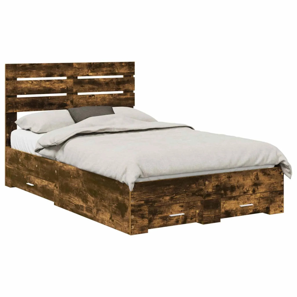 Struttura del letto Rovere fumé 135 x 190 cm Legno multistrato 3411655