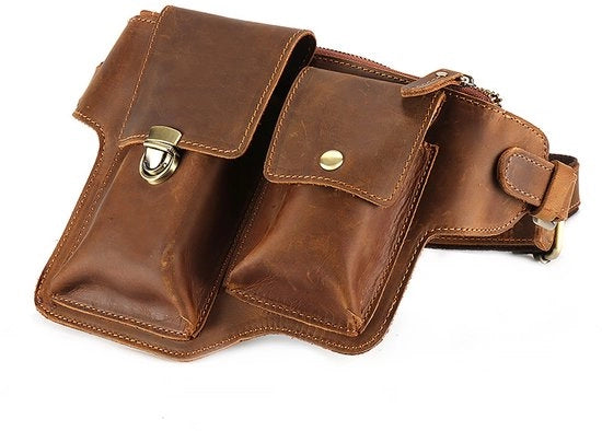 Borsa da uomo in pelle autentica - Borsa da uomo con portafoglio - Borsa da spalla casual - Borsa da uomo a tracolla - Borsa da uomo - Marrone
