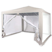 Trade Shop - Gazebo 2,4 X 3 X 2,50 M Tendone Giardino Telo Bianco Impermeabile Con Zanzariera -