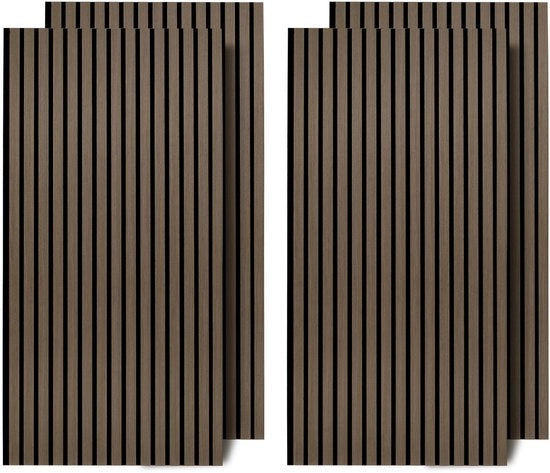 Set di 8 pannelli acustici - legno di noce - velluto nero - 60 x 120 x 2,1 cm