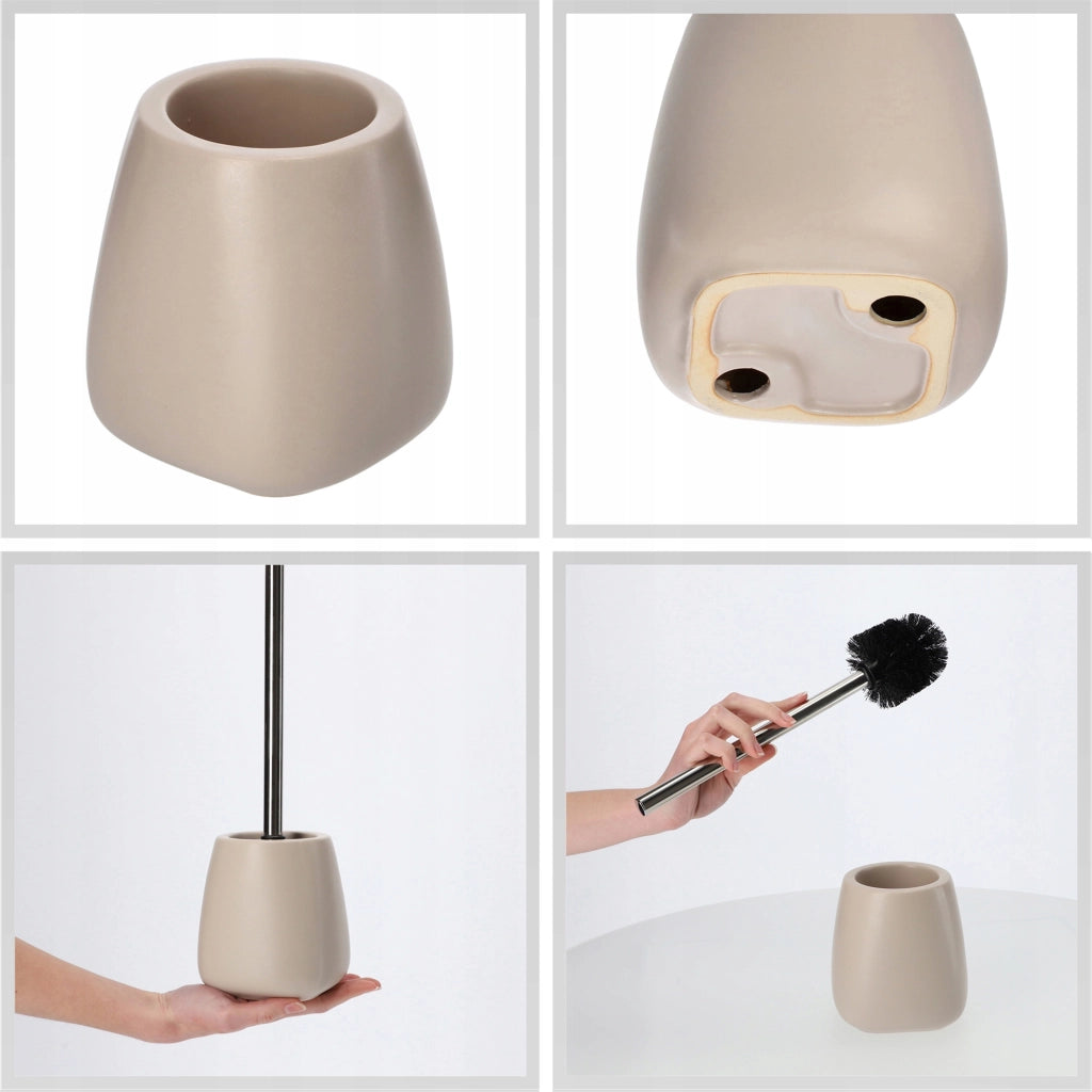 Set di 2 scopini per WC in ceramica beige KADAX
