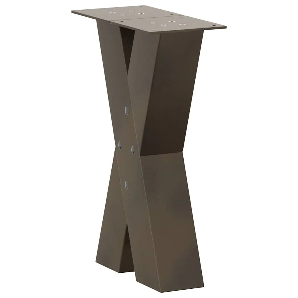 Set di 2 gambe regolabili per tavolino da caffè a forma di X 38 x 42 cm design moderno acciaio naturale 02_0057227