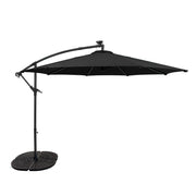 Ombrellone LED Decentrato 3m Nero Banana con Base 4 Pesi 56kg