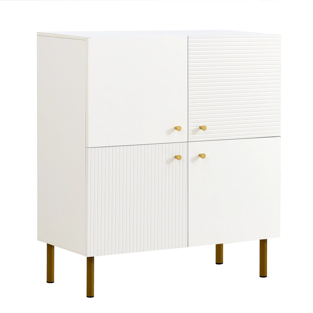 Credenza da sala da pranzo, mobile da ingresso, in MDF, con gambe in metallo, bianco