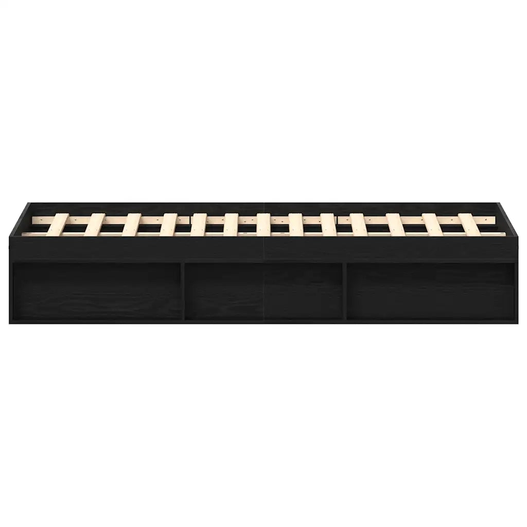 Letto matrimoniale | Letto per adulti | Giroletto senza Materasso Rovere Nero 160x200 cm Truciolato