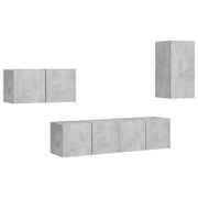 Set di mobili da 4 pezzi tra cui armadio credenza mobile TV televisore per soggiorno camera da letto salotto legno ingegnerizzato grigio 02_0024708