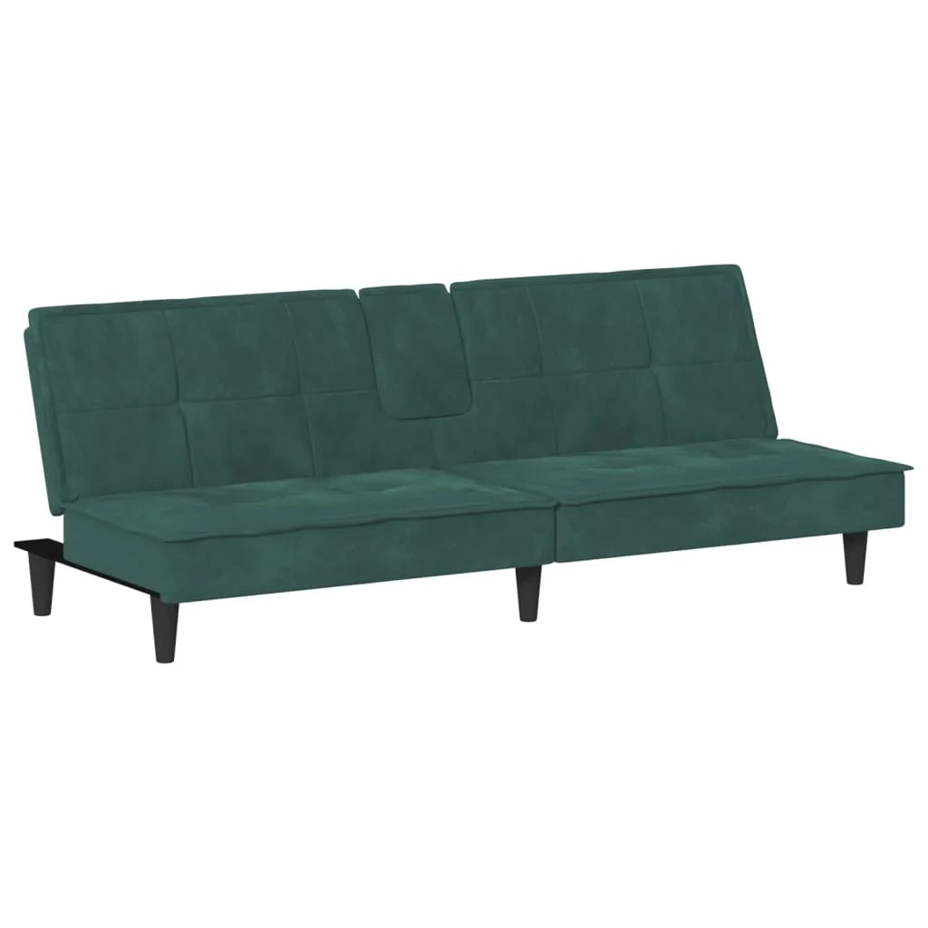 Divano letto con portabicchieri velluto verde scuro 02_0019264