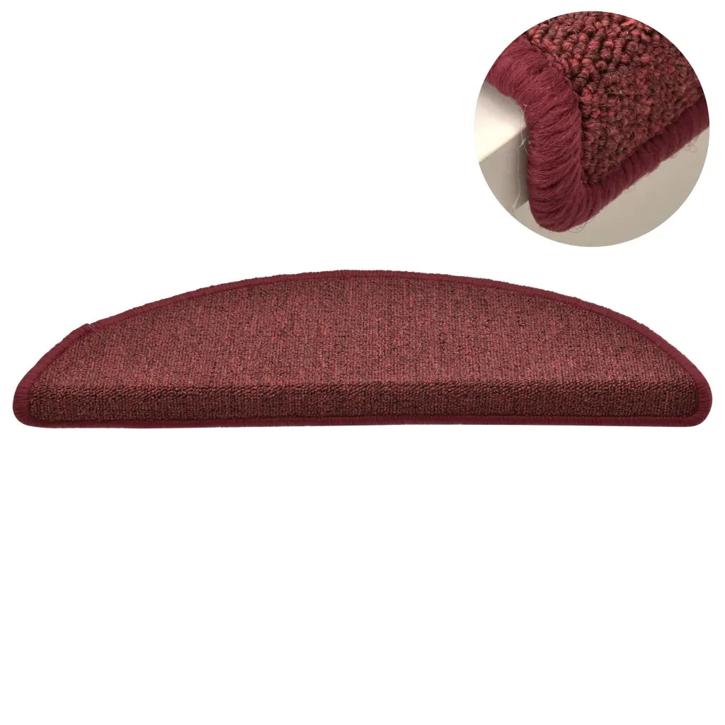 Tappetini per scale 15 pz 56x17x3 cm Bordeaux semicircolari 322372