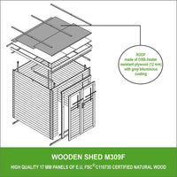 TIMBELA M309F Casetta da Giardino in Legno per Esterni con porta con serratura di alta qualità- A200x204x204cm/3.53 m2