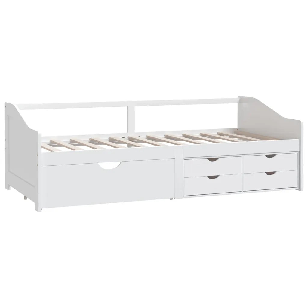 Divano Letto 3 Posti con Cassetti Bianco Pino Massello 90x200cm