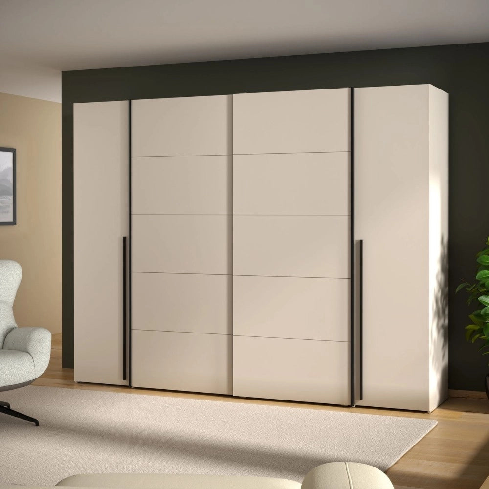 Armadio Callia con 2 ante scorrevoli e 2 battenti cashmere 270x61x210