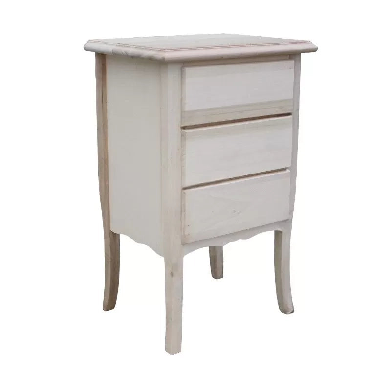 Comodino 3 cassetti shabby legno massiccio bianco 45x34x71 (3022) - Mobili 2G