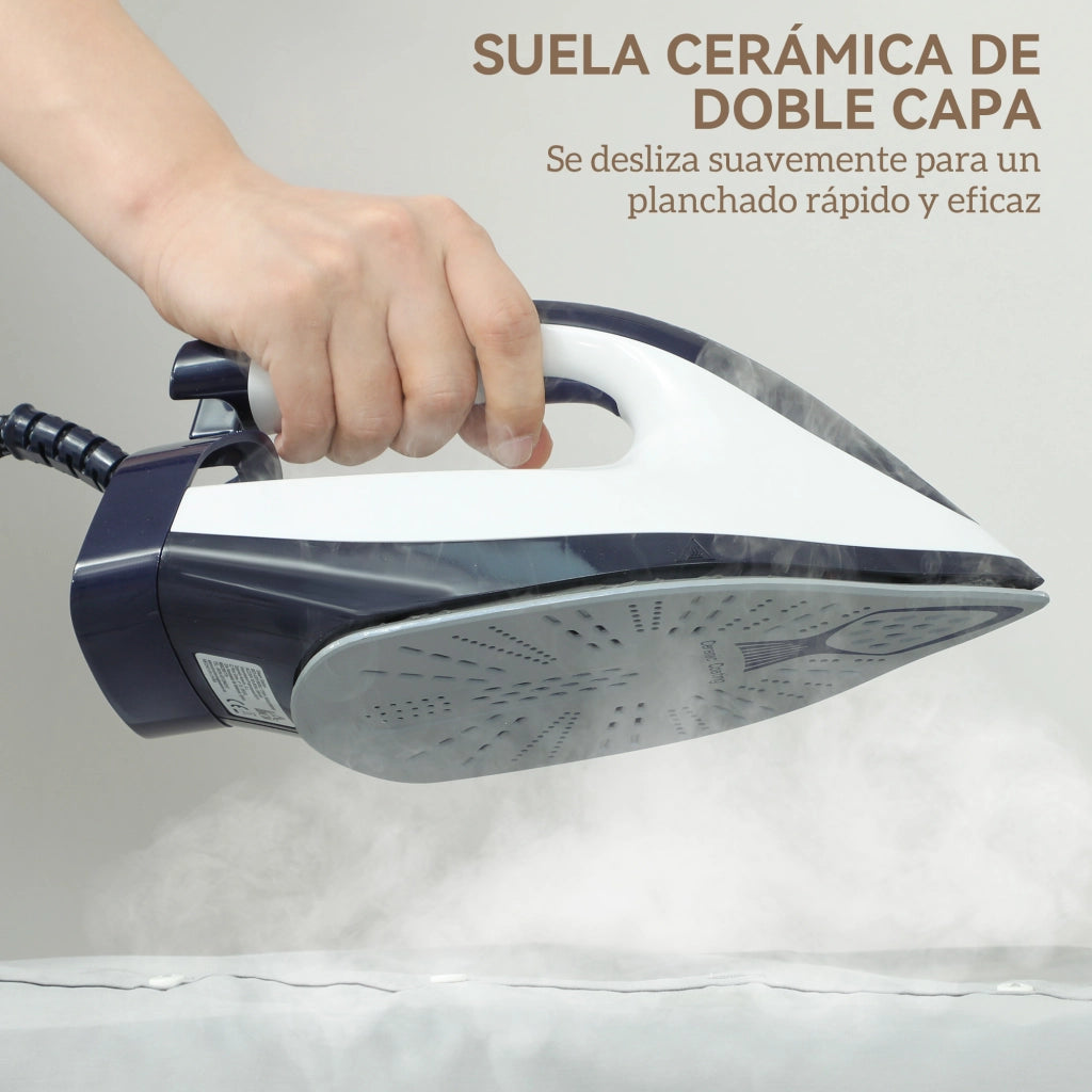 Centro di Stiro 2800W con Suola Ceramica a Doppio Strato ¨C zephmum ¨C Azul