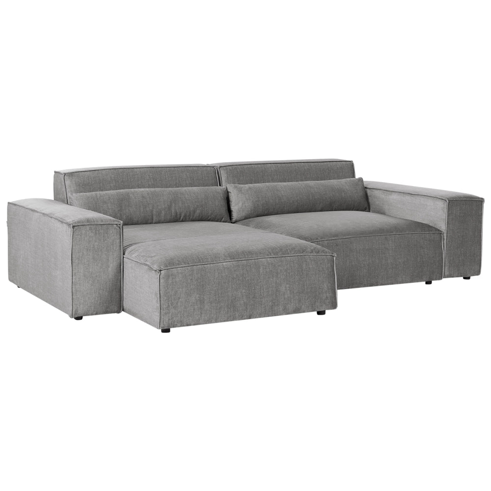 Divano angolare modulare a 2 posti a destra Divano componibile in tessuto grigio con gambe nere Soggiorno moderno