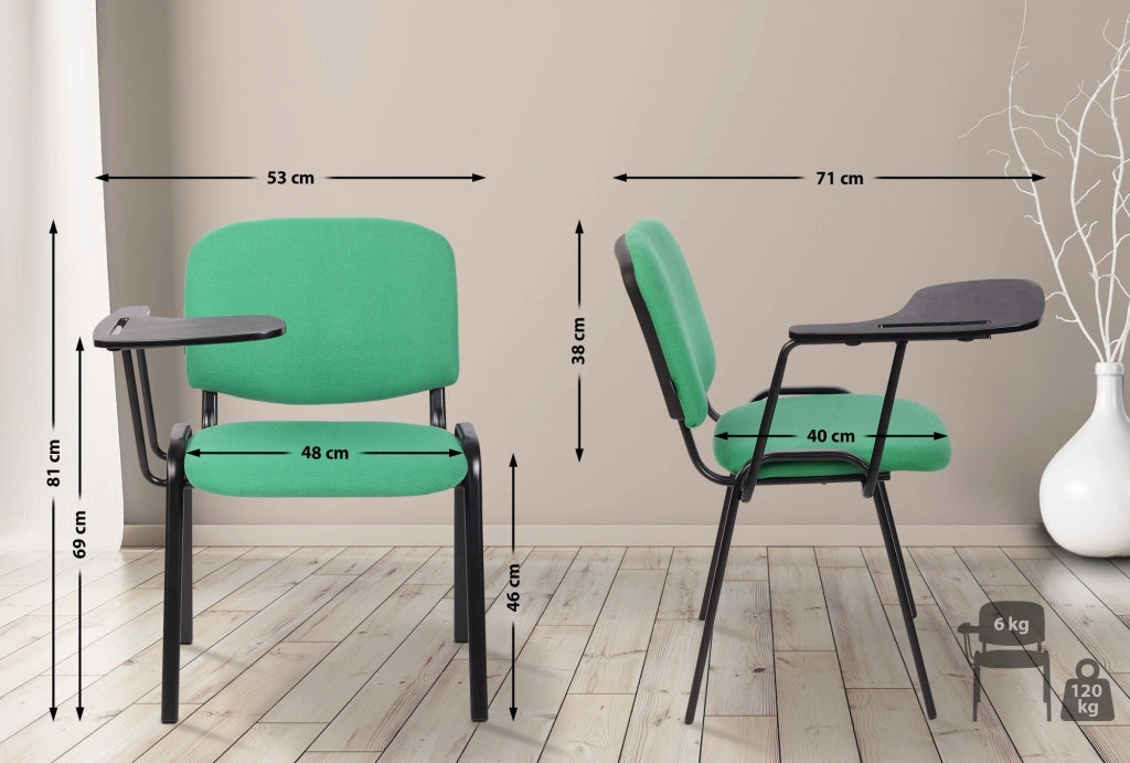 Sedia Ken in tessuto con tavolino ribaltabile verde