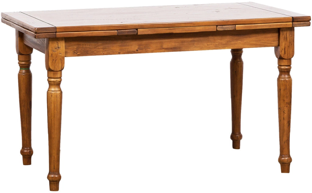 Biscottini Tavolo in legno massello di tiglio allungabile Country finitura noce Made in Italy