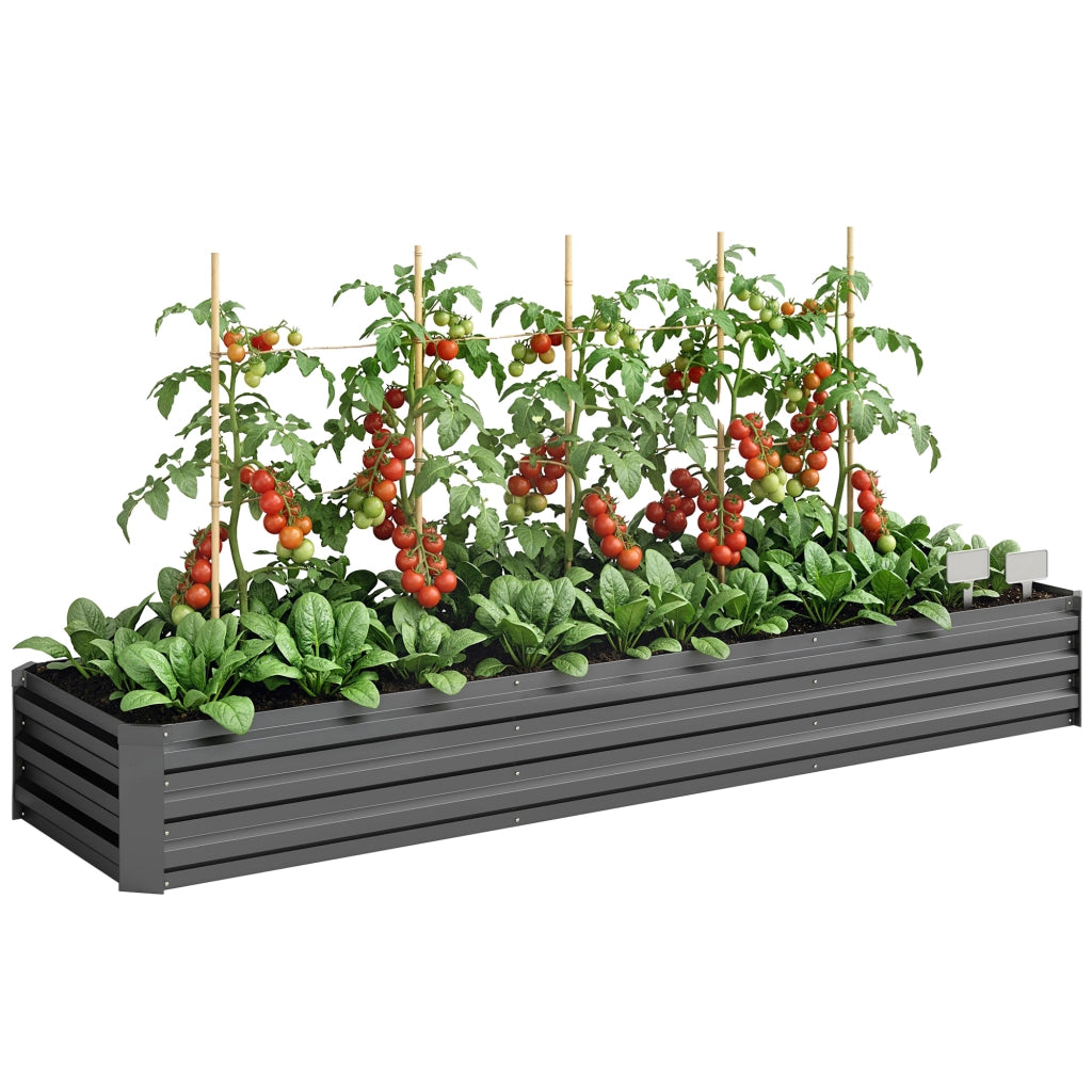 Fioriera Grande Rettangolare in Acciaio Galvanizzato per Giardino ¨C zephmum ¨C 240x60x30 cm Grigio Scuro