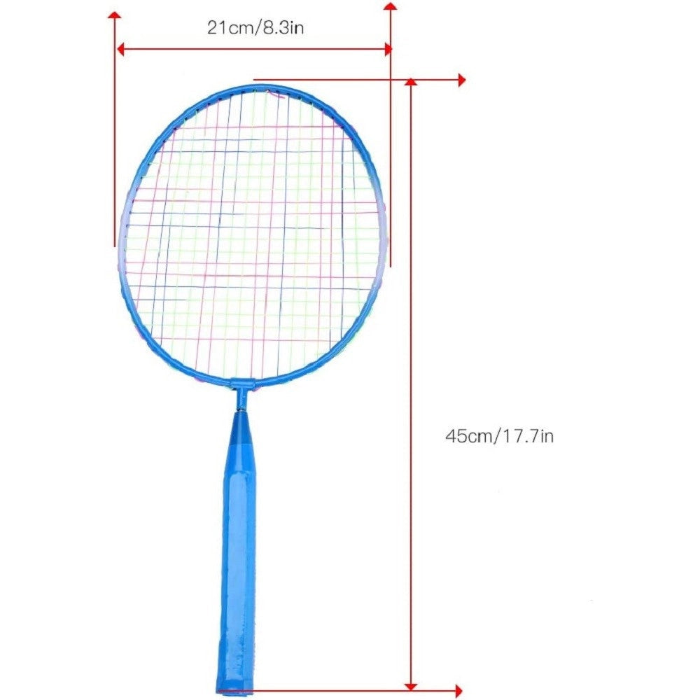 Trade Shop - Set Racchetta Badminton Palla Leghe Nylon Per Bambini Giocattoli All'aperto Blu -