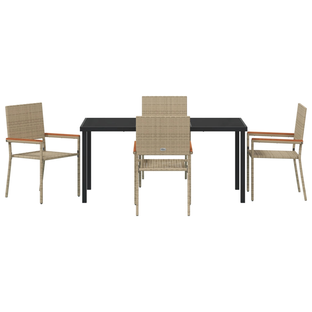 Set da Pranzo da Giardino 5 Pezzi Beige Polyrattan