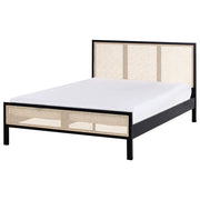 Letto in legno di pino nero 140 x 200 cm matrimoniale con testata a treccia viennese a doghe stile rustico minimalista
