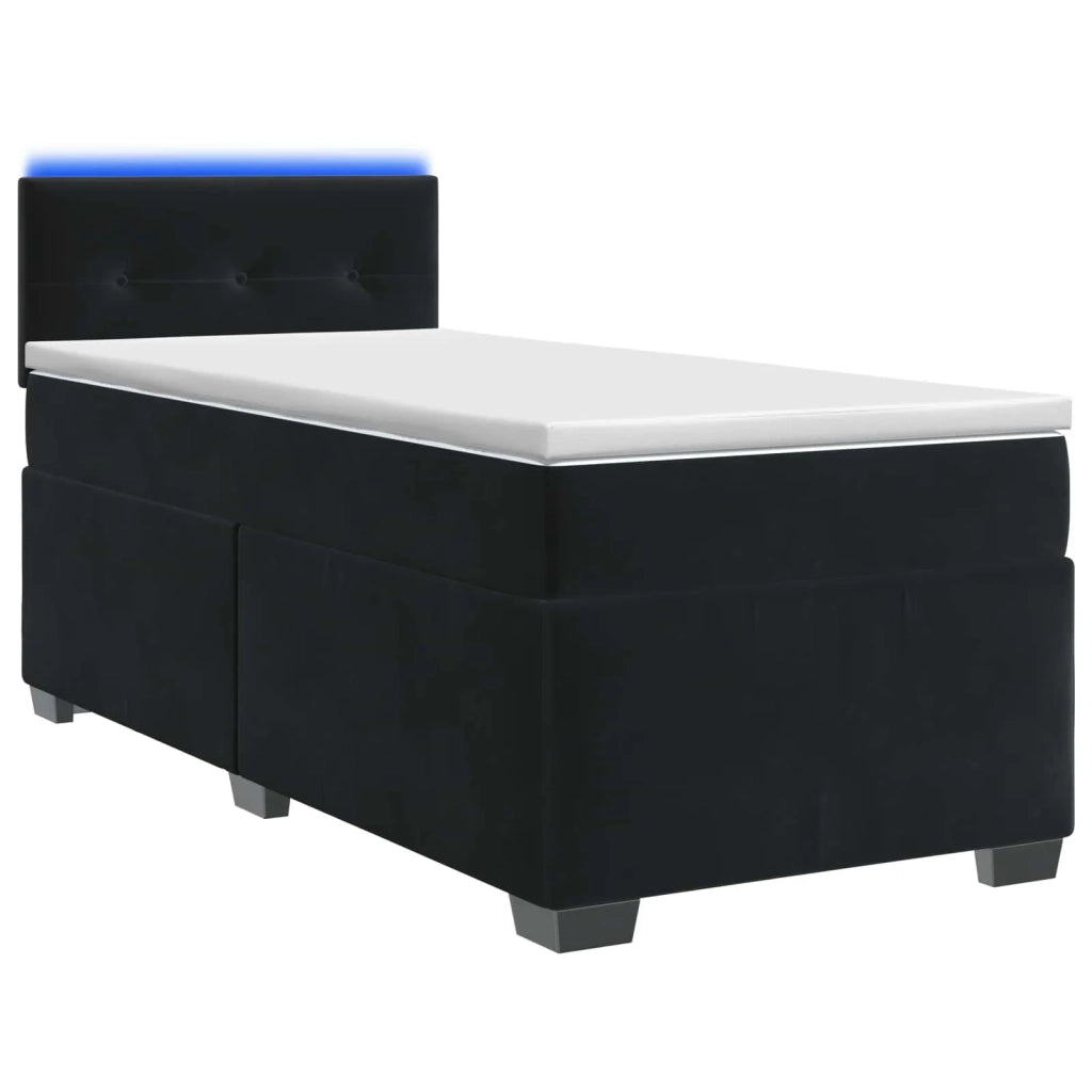 Letto con Box Spring, Materasso e LED Nero 80 x 200 cm Velluto 3452068
