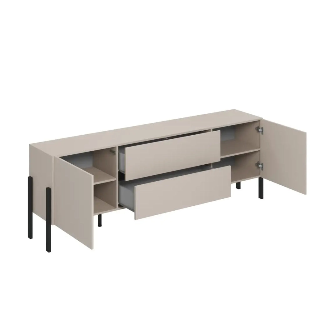 Pack salotto SALMA – buffet 2 ante & 3 cassetti e mobile TV 2 ante & 2 cassetti beige & nero opaco