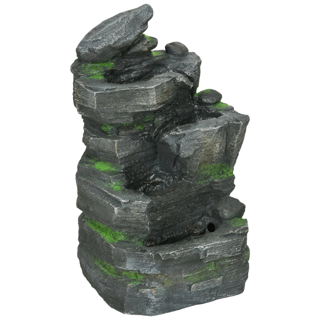 Fontana da Giardino ¨C zephmum ¨C Effetto Pietra 4 Livelli LED a Energia Solare 57cm Resina
