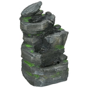 Fontana da Giardino ¨C zephmum ¨C Effetto Pietra 4 Livelli LED a Energia Solare 57cm Resina