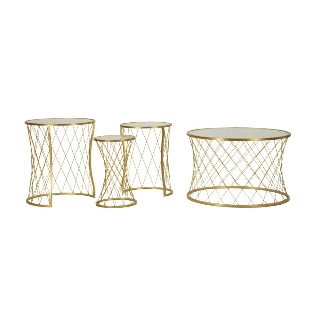 Tavolino VKH567, Oro, Metallo, 70x70x45 cm